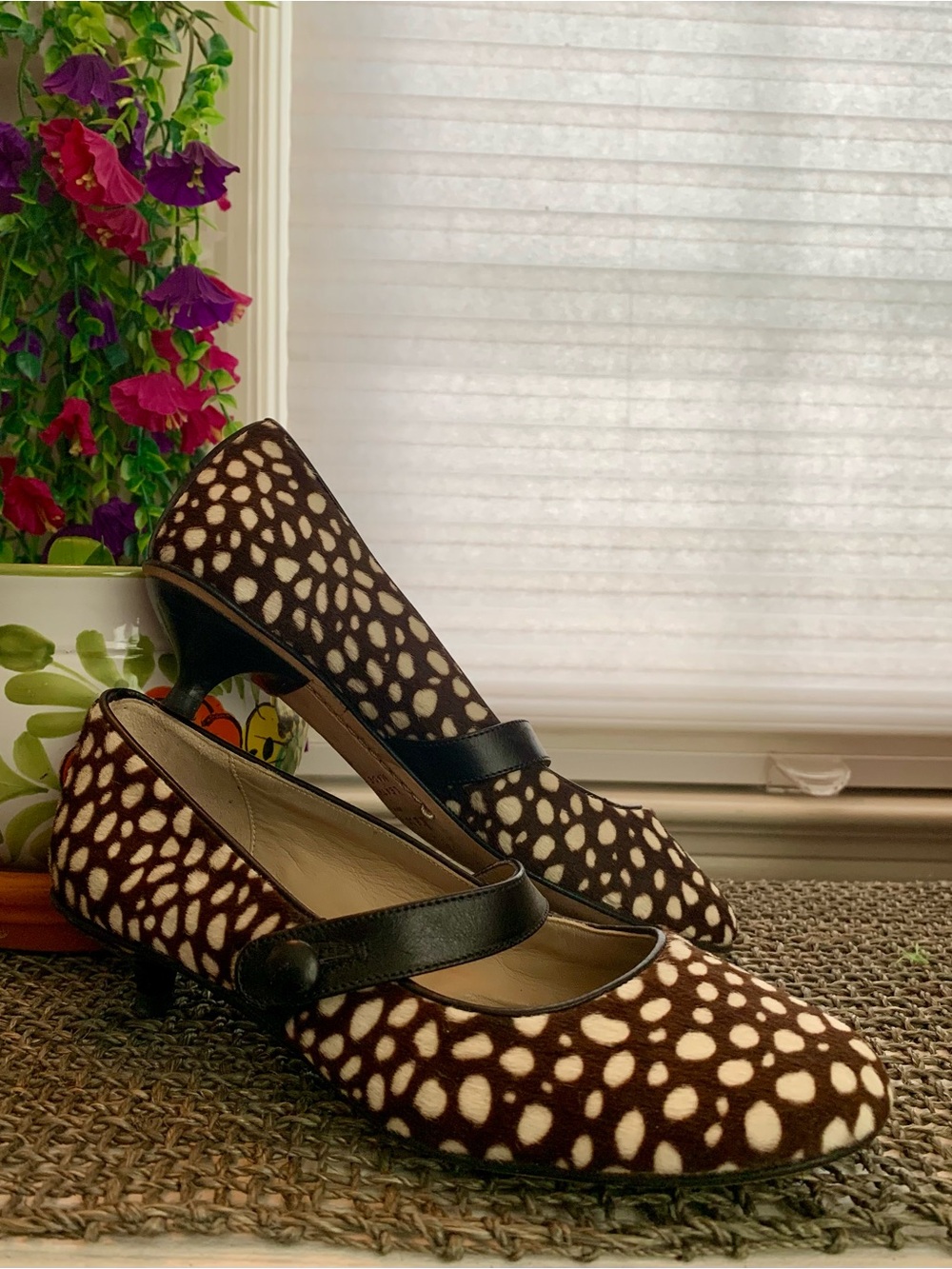 kate spade New York Spotted Calf Hair Mary Jane Heels